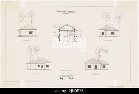 Böhmer Franz (1907-1943), Boelicke Wohnhaus in Berlin-Nikolassee (04,1934): 4 Aufrufe, Durchschnitt 1: 100. Tusche auf Transparent, 47,9 x 75,2 cm (inklusive Scankanten) Böhmer & Petrich : Wohnhaus Boelicke, Berlin-Nikolassee Stockfoto