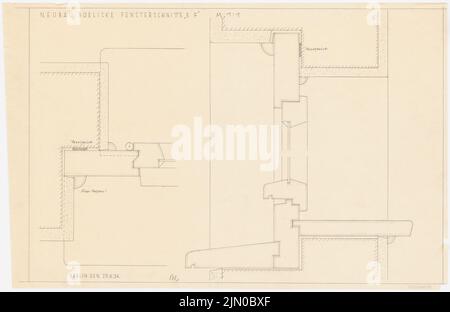 Böhmer Franz (1907-1943), Wohngebäude Boelicke in Berlin-Nikolassee (27.06.1934): Fenster: Details Schnitte 1: 1. Bleistift auf transparent, 46,3 x 71,4 cm (inklusive Scankanten) Böhmer & Petrich : Wohnhaus Boelicke, Berlin-Nikolassee Stockfoto