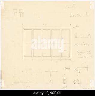 Böhmer Franz (1907-1943), Boelicke Wohngebäude in Berlin-Nikolassee (1934-1934): Entwurfstür: Ansicht, Grundriß. Bleistift auf transparent, 41,5 x 43,9 cm (inklusive Scankanten) Böhmer & Petrich : Wohnhaus Boelicke, Berlin-Nikolassee Stockfoto