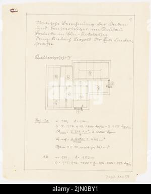 Böhmer Franz (1907-1943), Wohngebäude Boelicke in Berlin-Nikolassee (1934-1934): Statische Berechnung (6 Seiten). Bleistift auf transparent, 35,1 x 28,8 cm (inklusive Scankanten) Böhmer & Petrich : Wohnhaus Boelicke, Berlin-Nikolassee Stockfoto