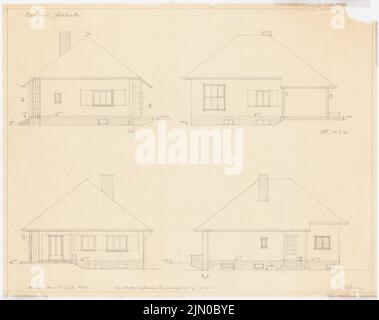 Böhmer Franz (1907-1943), Boelicke Wohnhaus in Berlin-Nikolassee (13. Juli 1934): 4 Aufrufe 1:50. Bleistift auf transparent, 53,4 x 67,5 cm (inklusive Scankanten) Böhmer & Petrich : Wohnhaus Boelicke, Berlin-Nikolassee Stockfoto