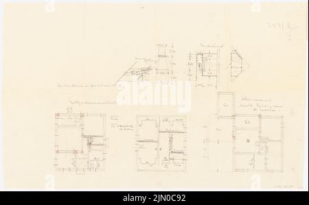 Böhmer Franz (1907-1943), Hausdirektor Beuermann in Kleinmachnow (1937-1937): Grundrisse. Bleistift, farbiger Bleistift auf transparent, 42,1 x 67,8 cm (inklusive Scankanten) Böhmer & Petrich : Wohnhaus Direktor Beuermann, Kleinmachnow Stockfoto