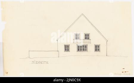 Böhmer Franz (1907-1943), Hausdirektor Beuermann in Kleinmachnow (1937-1937): Blick Südseite. Bleistift auf transparent, 18,7 x 32,3 cm (inklusive Scankanten) Böhmer & Petrich : Wohnhaus Direktor Beuermann, Kleinmachnow Stockfoto