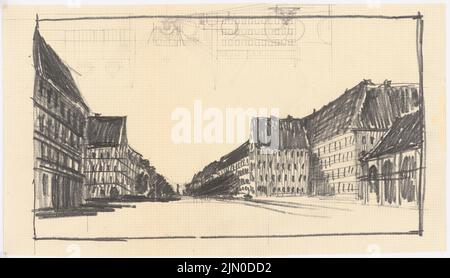 Rüster Emil (1883-1949), Stadtblick (ohne Datum): Perspektivansicht. Kohle und Bleistift auf Papier, 19,1 x 33,4 cm (inklusive Scankanten) Rüster Emil (1883-1949): Stadtansicht Stockfoto