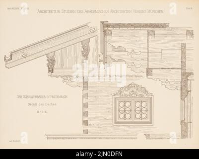 Unbekannter Architekt, der Schusterbauer in Festenbach (ohne Datum): Detail des Daches 1:10. Druck auf Papier, 40,7 x 54,5 cm (einschließlich Scankanten) N.N. : Der Schusterbauer, Festenbach Stockfoto