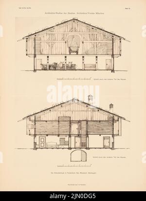 Unbekannter Architekt, der Schusterbauer in Festenbach (ohne Datum): 2 Schnitte parallel. Druck auf Papier, 54,4 x 41,4 cm (einschließlich Scankanten) N.N. : Der Schusterbauer, Festenbach Stockfoto