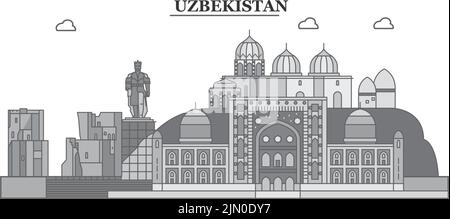 Usbekistan Stadt Skyline isoliert Vektor-Illustration, Symbole Stock Vektor