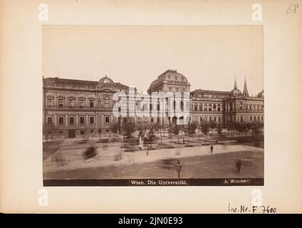 Ferstel, Heinrich Freiherr von (1828-1883), Universität in Wien (ohne Datum): Ansicht. Foto auf Karton, 14,1 x 20 cm (inklusive Scan-Kanten) Ferstel, Heinrich Freiherr von (1828-1883): Universität Wien Stockfoto