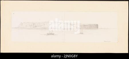 Koch Friedrich (1828-1922), Reisestudien aus Deutschland 1851-53 (1849-1903): Helgoland: Perspective view. Bleistift auf Papier, 13,1 x 31,7 cm (inklusive Scan-Kanten) Koch Friedrich (1828-1922): Reisestudien aus Deutschland 1851-53 Stockfoto