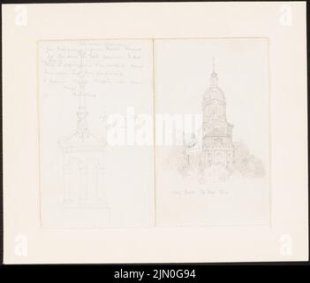 Koch Friedrich (1828-1922), Reisekunde aus Deutschland 1851-53 (29.07.1860): Schwerin: Schloss (Details). Bleistift auf Papier, 19,3 x 22,6 cm (inklusive Scan-Kanten) Koch Friedrich (1828-1922): Reisestudien aus Deutschland 1851-53 Stockfoto