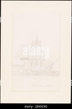 Koch Friedrich (1828-1922), Reisestudien aus Deutschland 1851-53 (07.05.1857): Kirche (Perspektivansicht). Bleistift auf Papier, 18 x 12,6 cm (inklusive Scan-Kanten) Koch Friedrich (1828-1922): Reisestudien aus Deutschland 1851-53 Stockfoto