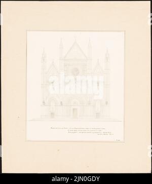 Koch Friedrich (1828-1922), Italien-Reisestudien 1851-53 (01.11.1852): Orvieto: Dom (Ansicht). Bleistift auf Papier, 39,5 x 34,5 cm (inklusive Scankanten) Koch Friedrich (1828-1922): Reisestudien aus Italien 1851-53 Stockfoto