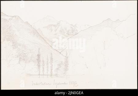 Koch Friedrich (1828-1922), Reisestudien aus Deutschland 1851-53 (09,1897): Interlaken: Perspective view. Bleistift auf Papier, 13,6 x 20,9 cm (inklusive Scan-Kanten) Koch Friedrich (1828-1922): Reisestudien aus Deutschland 1851-53 Stockfoto