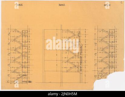 Messel Alfred (1853-1909), Arbeiterheime in Berlin-Prenzlauer Berg (1899): Treppen: Schnitte. Tusche auf Transparent, 58,8 x 80,9 cm (inklusive Scankanten) Messel Alfred (1853-1909): Arbeiterwohnhäuser, Berlin-Prenzlauer Berg Stockfoto