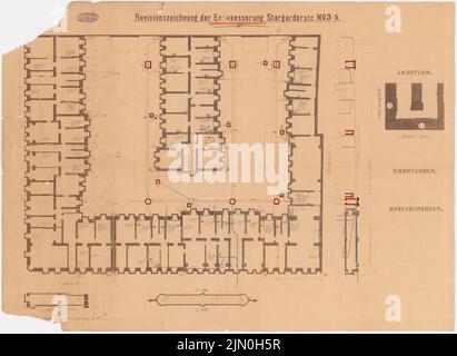 Messel Alfred (1853-1909), Arbeiterheime in Berlin-Prenzlauer Berg (1899): Grundriss KG. Tusche auf Transparent, 68,7 x 94,1 cm (inklusive Scankanten) Messel Alfred (1853-1909): Arbeiterwohnhäuser, Berlin-Prenzlauer Berg Stockfoto