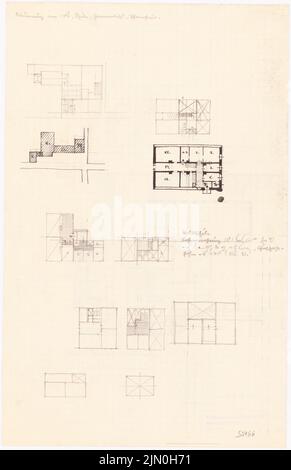 Rüster Emil (1883-1949), Pfarrhaus, Pfarrhaus, Schule (ohne Datum): Grundrisse. Bleistift und Tinte auf Papier, 33,4 x 21,5 cm (inklusive Scankanten) Rüster Emil (1883-1949): Pfarrhaus, Gemeindehaus, Schule Stockfoto