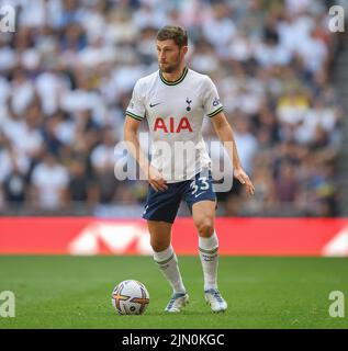 London, Großbritannien. 06. August 2022. 06 Aug 2022 - Tottenham Hotspur gegen Southampton - Premier League - Tottenham Hotspur Stadium Tottenham's Ben Davies während des Spiels gegen Southampton Bildnachweis: Kredit: Mark Pain/Alamy Live News Stockfoto