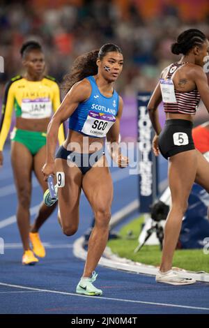 Nicole Yeargin aus Schottland, die am 7.. August im Alexander Stadium, Birmingham, England, beim 4x400-m-Staffelfinale der Frauen bei den Commonwealth Games antritt Stockfoto