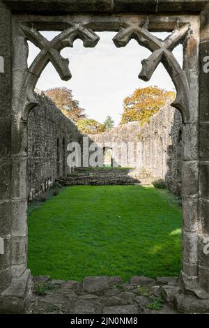 Ruinen der Zisterzienserabtei aus dem 14. Jahrhundert. Frühere Heimat von Liverpool Monks Stockfoto