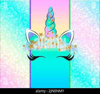 Einhorn-Regenbogen-Glitzerhintergrund. Bestandsdarstellung. Stockfoto