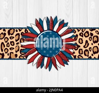 „American Sunflower Tumbler Wrap“-Design. Bestandsdarstellung. Stockfoto