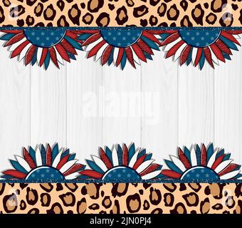 „American Sunflower Tumbler Wrap“-Design. Bestandsdarstellung. Stockfoto