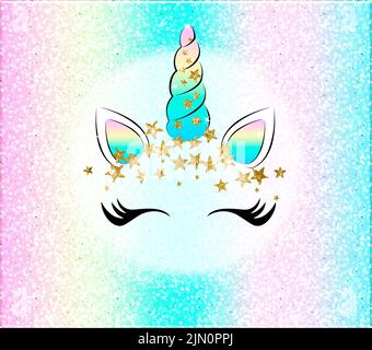 Einhorn-Regenbogen-Glitzerhintergrund. Bestandsdarstellung. Stockfoto