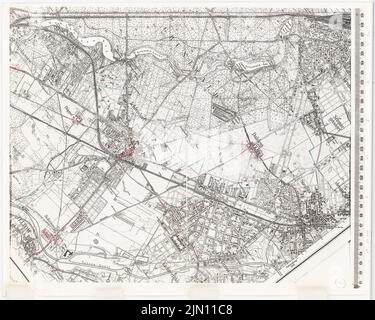 N.N., Pläne von Berlin und Umgebung: Zehlendorf, Dahlem (ohne Datum): Grundriß 1: 10000. Buntstift auf Druck auf Papier, 78 x 97,5 cm (einschließlich Scankanten) N.N. : Pläne von Berlin und Umgebung: Zehlendorf, Dahlem Stockfoto