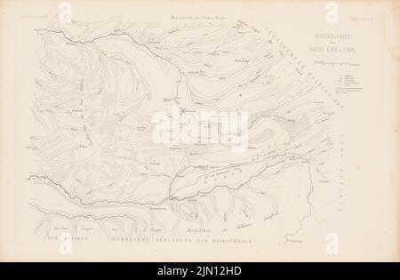 Steinbrück, Boker-Heide-Kanal. (Aus: Atlas zur Zeitschrift für Bauwesen, hrsg. v. G. Erbkam, Jg. 6, 1856.) (1856-1856): Je nach Plan der oberen Wasserfläche EMS und Lippe. Stich auf Papier, 29,6 x 45,2 cm (inklusive Scan-Kanten) Steinbrück : Boker-Heide-Kanal. (Aus: Atlas zur Zeitschrift für Bauwesen, hrsg. v. G. Erbkam, Jg. 6, 1856) Stockfoto