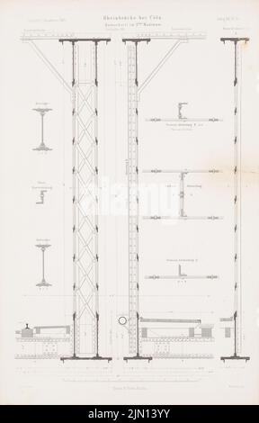 Lohse Adolf (1807-1867), Rheinbrücke, Köln. (Aus: Atlas zur Zeitschrift für Bauwesen, hrsg. v. G. Erbkam, Jg. 13, 1863.) (1863-1863): Details. Stich auf Papier, 45,1 x 28,8 cm (inklusive Scan-Kanten) Lohse Adolf (1807-1867): Rheinbrücke, Köln. (Aus: Atlas zur Zeitschrift für Bauwesen, hrsg. v. G. Erbkam, Jg. 13, 1863) Stockfoto