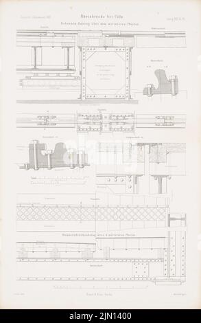 Lohse Adolf (1807-1867), Rheinbrücke, Köln. (Aus: Atlas zur Zeitschrift für Bauwesen, hrsg. v. G. Erbkam, Jg. 13, 1863.) (1863-1863): Details. Stich auf Papier, 45,2 x 29,4 cm (inklusive Scan-Kanten) Lohse Adolf (1807-1867): Rheinbrücke, Köln. (Aus: Atlas zur Zeitschrift für Bauwesen, hrsg. v. G. Erbkam, Jg. 13, 1863) Stockfoto