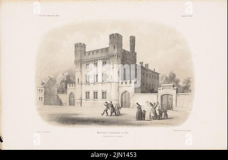 Hartwich, Rheinbrücke, Koblenz. (Aus: Atlas zur Zeitschrift für Bauwesen, hrsg. v. G. Erbkam, Jg. 14, 1864.) (1864-1864): Grundrisse, Ausblicke, Details. Stich auf Papier, 29,9 x 45,4 cm (inklusive Scan-Kanten) Hartwich Emil Hermann (1802-1879): Rheinbrücke, Koblenz. (Aus: Atlas zur Zeitschrift für Bauwesen, hrsg. v. G. Erbkam, Jg. 14, 1864) Stockfoto