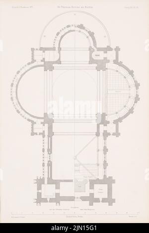 Adler Friedrich (1827-1908), St. Thomaskirche, Berlin. (Aus: Atlas zur Zeitschrift für Bauwesen, hrsg. v. G. Erbkam, Jg. 21, 1871.) (1871-1871): Grundriß über die Galerie. Stich auf Papier, 43,9 x 29,3 cm (inklusive Scan-Kanten) Adler Friedrich (1827-1908): Thomaskirche, Berlin-Kreuzberg. (Aus: Atlas zur Zeitschrift für Bauwesen, hrsg. v. G. Erbkam, Jg. 21, 1871) Stockfoto