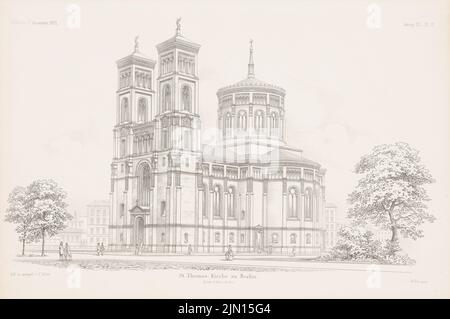 Adler Friedrich (1827-1908), St. Thomaskirche, Berlin. (Aus: Atlas zur Zeitschrift für Bauwesen, hrsg. v. G. Erbkam, Jg. 21, 1871.) (1871-1871): Perspektivische Ansicht. Stich auf Papier, 29,2 x 43,9 cm (inklusive Scan-Kanten) Adler Friedrich (1827-1908): Thomaskirche, Berlin-Kreuzberg. (Aus: Atlas zur Zeitschrift für Bauwesen, hrsg. v. G. Erbkam, Jg. 21, 1871) Stockfoto