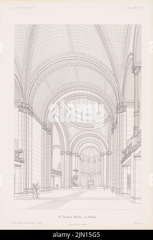 Adler Friedrich (1827-1908), St. Thomaskirche, Berlin. (Aus: Atlas zur Zeitschrift für Bauwesen, hrsg. v. G. Erbkam, Jg. 21, 1871.) (1871-1871): Perspektivische Innenansicht. Stich auf Papier, 44 x 29,2 cm (inklusive Scan-Kanten) Adler Friedrich (1827-1908): Thomaskirche, Berlin-Kreuzberg. (Aus: Atlas zur Zeitschrift für Bauwesen, hrsg. v. G. Erbkam, Jg. 21, 1871) Stockfoto