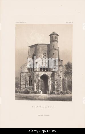 N.N., Old Tower, Mettlach. (Aus: Atlas zur Zeitschrift für Bauwesen, hrsg. v. G. Erbkam, Jg. 21, 1871.) (1871-1871): Perspektivische Ansicht. Lithographie auf Papier, 43,9 x 29 cm (einschließlich Scankanten) N.N. : Alter Turm, Mettlach. (Aus: Atlas zur Zeitschrift für Bauwesen, hrsg. v. G. Erbkam, Jg. 21, 1871) Stockfoto
