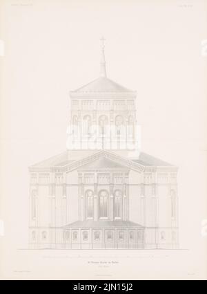 Adler Friedrich (1827-1908), St. Thomaskirche, Berlin. (Aus: Atlas zur Zeitschrift für Bauwesen, hrsg. v. G. Erbkam, Jg. 21, 1871.) (1871-1871): Choransicht. Stich auf Papier, 58,6 x 43,4 cm (inklusive Scan-Kanten) Adler Friedrich (1827-1908): Thomaskirche, Berlin-Kreuzberg. (Aus: Atlas zur Zeitschrift für Bauwesen, hrsg. v. G. Erbkam, Jg. 21, 1871) Stockfoto