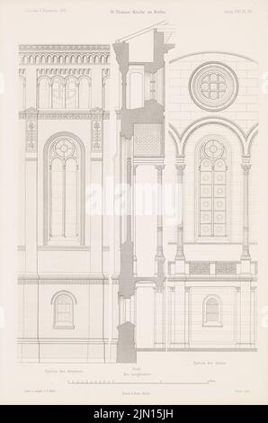 Adler Friedrich (1827-1908), St. Thomaskirche, Berlin. (Aus: Atlas zur Zeitschrift für Bauwesen, hrsg. v. G. Erbkam, Jg. 21, 1871.) (1871-1871): Details. Stich auf Papier, 44 x 29,1 cm (inklusive Scan-Kanten) Adler Friedrich (1827-1908): Thomaskirche, Berlin-Kreuzberg. (Aus: Atlas zur Zeitschrift für Bauwesen, hrsg. v. G. Erbkam, Jg. 21, 1871) Stockfoto