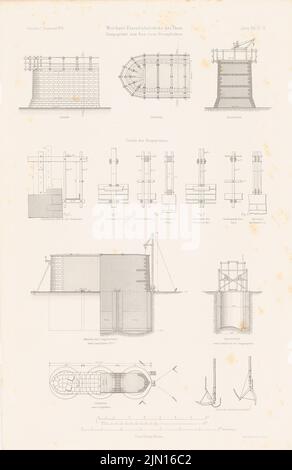 Strack Heinrich (1841-1912), Thorn-Insterburger Bahn. Weichselbrücke bei Thorn. (Aus: Atlas zur Zeitschrift für Gebäude, hrsg. v. F. Endell, Jg. 26, 1876.) (1876-1876): Details. Stich auf Papier, 45,6 x 29,6 cm (inklusive Scankanten) Strack Heinrich (1841-1912): Thorn-Insterburger Eisenbahn. Weichselbrücke, Thorn. (Aus: Atlas zur Zeitschrift für Bauwesen, hrsg. v. F. Endell, Jg. 26, 1876) Stockfoto