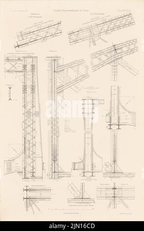 Strack Heinrich (1841-1912), Thorn-Insterburger Bahn. Weichselbrücke bei Thorn. (Aus: Atlas zur Zeitschrift für Gebäude, hrsg. v. F. Endell, Jg. 26, 1876.) (1876-1876): Details. Stich auf Papier, 45,7 x 29,9 cm (inklusive Scankanten) Strack Heinrich (1841-1912): Thorn-Insterburger Eisenbahn. Weichselbrücke, Thorn. (Aus: Atlas zur Zeitschrift für Bauwesen, hrsg. v. F. Endell, Jg. 26, 1876) Stockfoto