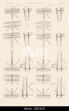 Strack Heinrich (1841-1912), Thorn-Insterburger Bahn. Weichselbrücke bei Thorn. (Aus: Atlas zur Zeitschrift für Gebäude, hrsg. v. F. Endell, Jg. 26, 1876.) (1876-1876): Details. Stich auf Papier, 45,7 x 29,9 cm (inklusive Scankanten) Strack Heinrich (1841-1912): Thorn-Insterburger Eisenbahn. Weichselbrücke, Thorn. (Aus: Atlas zur Zeitschrift für Bauwesen, hrsg. v. F. Endell, Jg. 26, 1876) Stockfoto