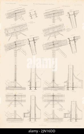 Strack Heinrich (1841-1912), Thorn-Insterburger Bahn. Weichselbrücke bei Thorn. (Aus: Atlas zur Zeitschrift für Gebäude, hrsg. v. F. Endell, Jg. 26, 1876.) (1876-1876): Details. Stich auf Papier, 45,1 x 29,7 cm (inklusive Scankanten) Strack Heinrich (1841-1912): Thorn-Insterburger Eisenbahn. Weichselbrücke, Thorn. (Aus: Atlas zur Zeitschrift für Bauwesen, hrsg. v. F. Endell, Jg. 26, 1876) Stockfoto