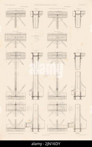 Strack Heinrich (1841-1912), Thorn-Insterburger Bahn. Weichselbrücke bei Thorn. (Aus: Atlas zur Zeitschrift für Gebäude, hrsg. v. F. Endell, Jg. 26, 1876.) (1876-1876): Details. Stich auf Papier, 45,5 x 29,9 cm (inklusive Scankanten) Strack Heinrich (1841-1912): Thorn-Insterburger Eisenbahn. Weichselbrücke, Thorn. (Aus: Atlas zur Zeitschrift für Bauwesen, hrsg. v. F. Endell, Jg. 26, 1876) Stockfoto