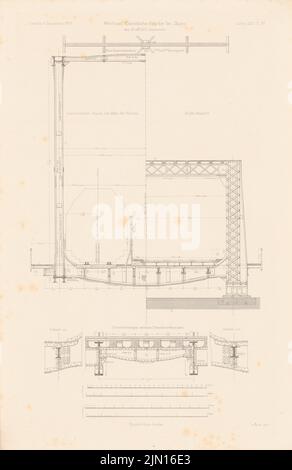 Strack Heinrich (1841-1912), Thorn-Insterburger Bahn. Weichselbrücke bei Thorn. (Aus: Atlas zur Zeitschrift für Gebäude, hrsg. v. F. Endell, Jg. 26, 1876.) (1876-1876): Details. Stich auf Papier, 45,8 x 29,7 cm (inklusive Scankanten) Strack Heinrich (1841-1912): Thorn-Insterburger Eisenbahn. Weichselbrücke, Thorn. (Aus: Atlas zur Zeitschrift für Bauwesen, hrsg. v. F. Endell, Jg. 26, 1876) Stockfoto