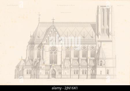 Otzen Johannes (1839-1911), St. Johanniskirche, Hamburg-Altona. (Aus: Atlas zur Zeitschrift für Gebäude, hrsg. v. F. Endell, Jg. 27, 1877.) (1877-1877): Blick nach Norden. Druck auf Papier, 29,6 x 45,1 cm (inklusive Scankanten) Otzen Johannes (1839-1911): St. Johanniskirche, Hamburg-Altona. (Aus: Atlas zur Zeitschrift für Bauwesen, hrsg. v. F. Endell, Jg. 27, 1877) Stockfoto