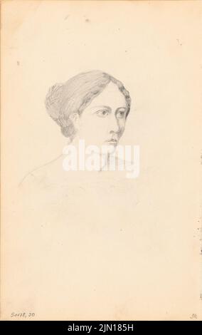 Titz Oskar (1845-1887), Skizzenbuch (ohne Dat.): Frauenporträt. Bleistift auf Papier, 21,8 x 13,8 cm (inklusive Scankanten) Titz Oskar (1845-1887): Skizzenbuch Stockfoto