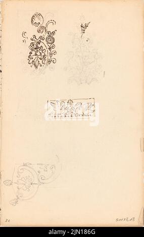 Titz Oskar (1845-1887), Skizzenbuch (ohne dat.): Ornamenzeichnungen. Bleistift auf Papier, 21,9 x 13,9 cm (inklusive Scankanten) Titz Oskar (1845-1887): Skizzenbuch Stockfoto