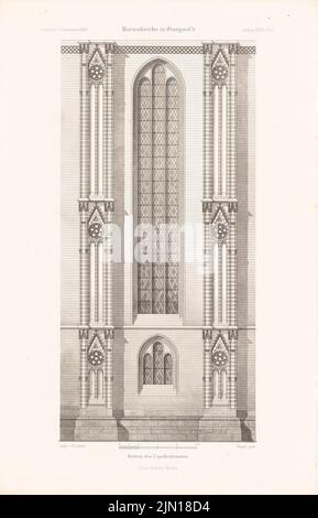 Lutsch H., Marienkirche in Stargard. (Aus: Atlas zur Zeitschrift für Bauwesen, Hrsg. v. Ministerium für öffentliche Arbeit, Jg. 40, 1890) (1890-1890): Detaillierter Kapellenkranz. Stich auf Papier, 46 x 29,6 cm (inklusive Scan-Kanten) Lutsch H. : Marienkirche, Stargard. (Aus: Atlas zur Zeitschrift für Bauwesen, hrsg. v. Ministerium der öffentlichen Arbeiten, Jg. 40, 1890) Stockfoto