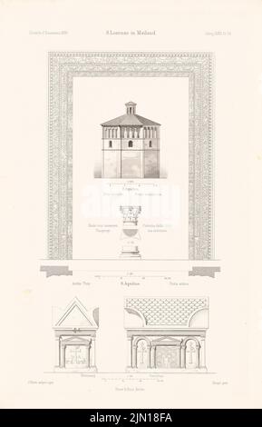 Kohte J., S. Lorenzo in Mailand. (Aus: Atlas zur Zeitschrift für Bauwesen, Hrsg. v. Ministerium für öffentliche Arbeit, Jg. 40, 1890) (1890-1890): Blick, Details Kapelle S. Aquilino. Stich auf Papier, 46 x 29,5 cm (einschließlich Scanränder) Kohte Julius (1861-1945): S. Lorenzo, Mailand. (Aus: Atlas zur Zeitschrift für Bauwesen, hrsg. v. Ministerium der öffentlichen Arbeiten, Jg. 40, 1890) Stockfoto