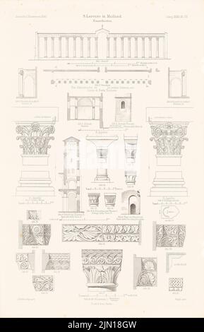 Kohte J., S. Lorenzo in Mailand. (Aus: Atlas zur Zeitschrift für Bauwesen, Hrsg. v. Ministerium für öffentliche Arbeit, Jg. 40, 1890) (1890-1890): Details. Stich auf Papier, 46,1 x 29,6 cm (einschließlich Scanränder) Kohte Julius (1861-1945): S. Lorenzo, Mailand. (Aus: Atlas zur Zeitschrift für Bauwesen, hrsg. v. Ministerium der öffentlichen Arbeiten, Jg. 40, 1890) Stockfoto